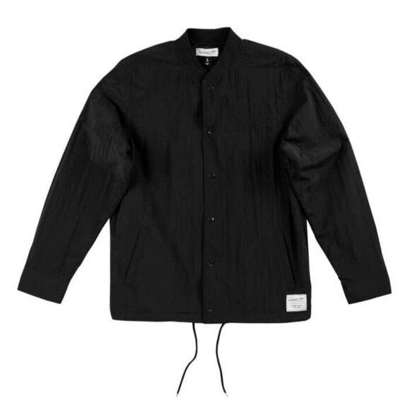 Mitchell And Ness Branded Rounding Jacket Black Mens Large Button Up - Picture 1 of 4